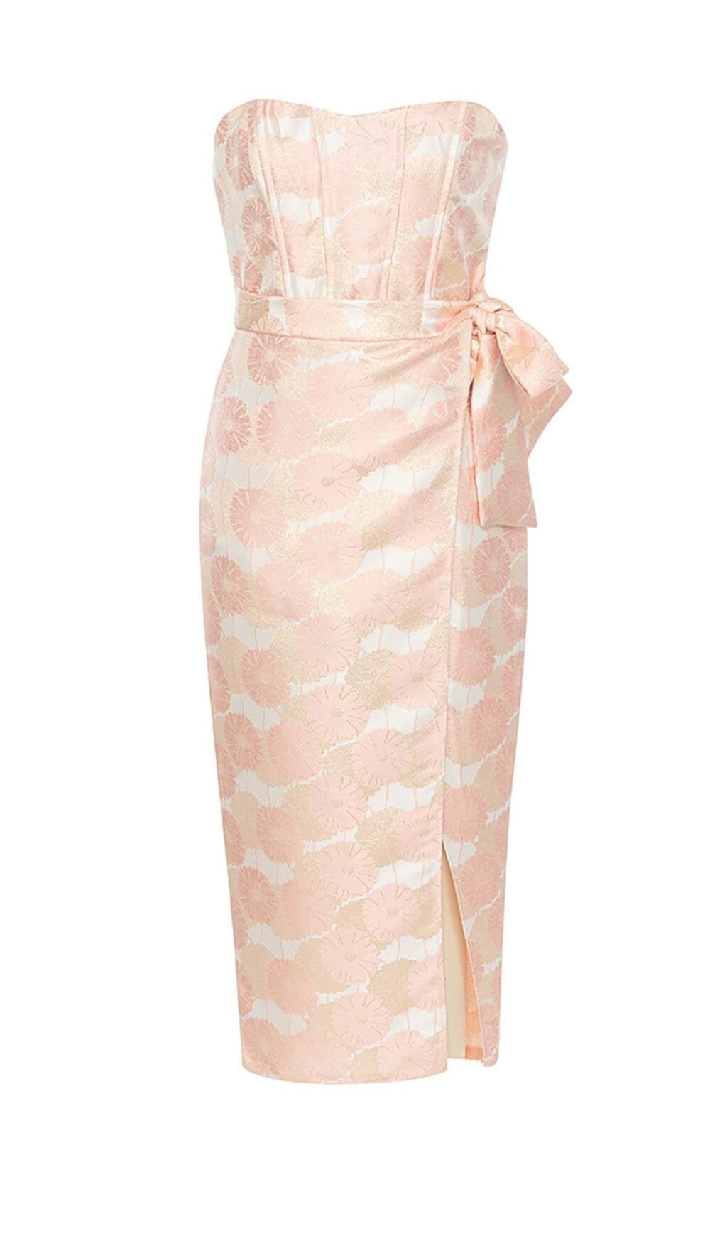 Floral Cross Knot Split Midi Dress In Pink Sis Label Dresses New In