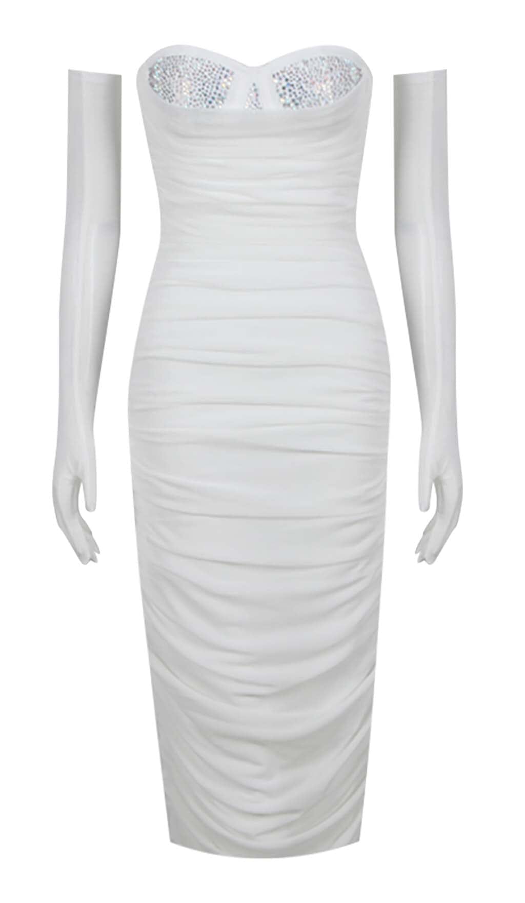 Ruched Bandeau Midi Dress In White Sis Label Sis Label Latest Party