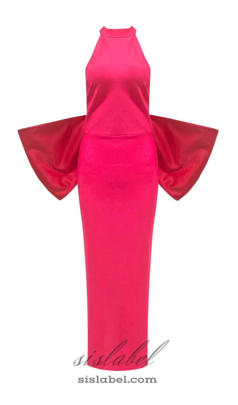 bow backless bandage maxi dress in red