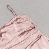 ROBE PORTEFEUILLE À BRETELLES SPAGHETTI DUSTY ROSE AVEC FENTE 