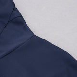 MIDIKLEID MIT EINER SCHULTER UND DETAIL DUNKELBLAU 