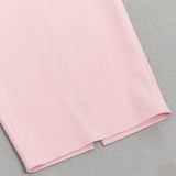 DRAPIERTES MIDIKLEID MIT OFFENEN SCHULTERN IN ROSA