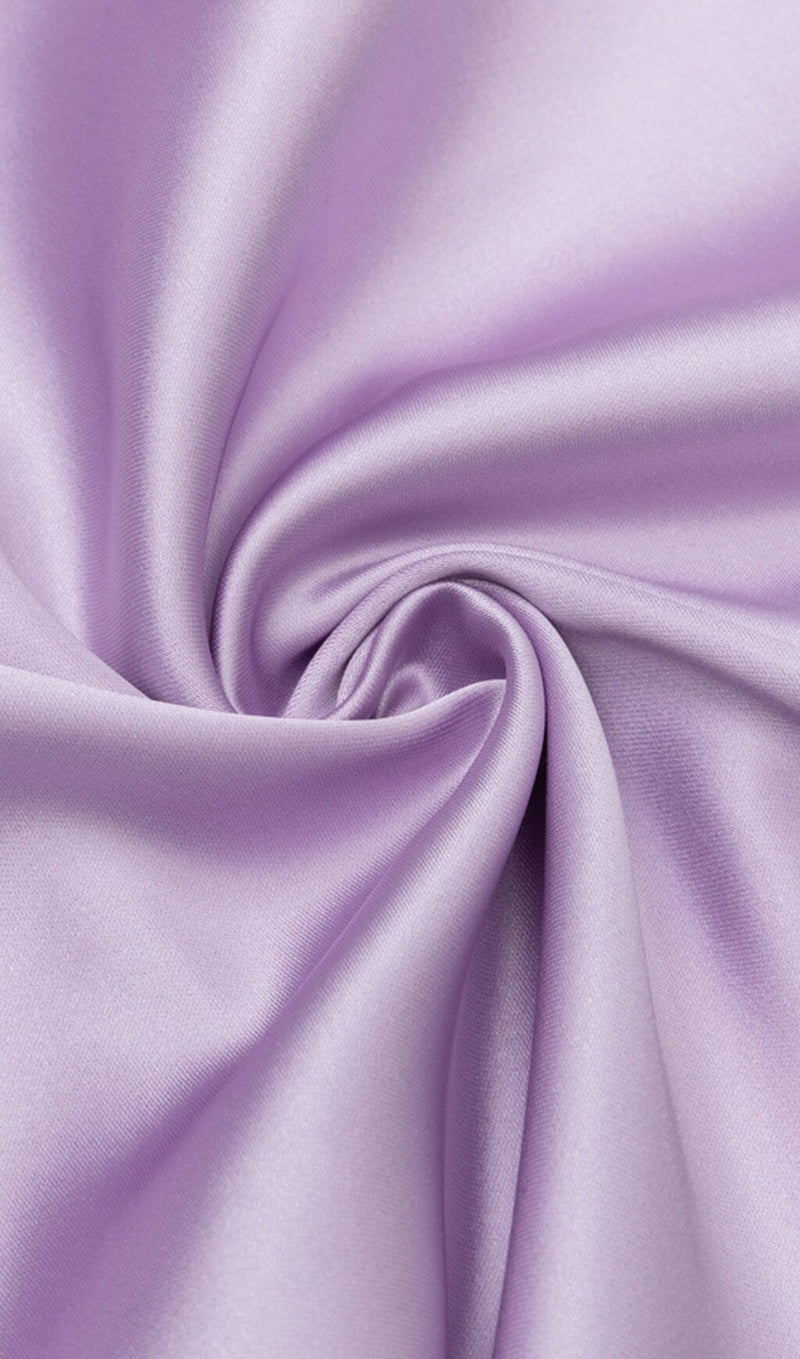 ONE SHOULDER SATIN MIDI DRESS IN LILAC