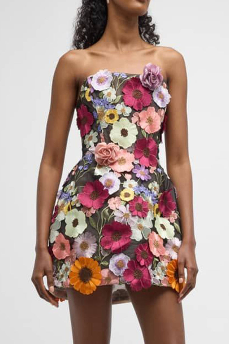 Floral Strapless mini Dress