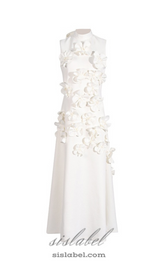 ANNONA WHITE FLOWER EMBELLISHED MAXI DRESS