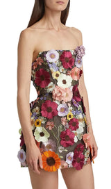 Floral Strapless mini Dress