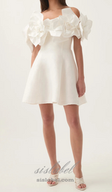 Etta flower strapless mini dress in ivory