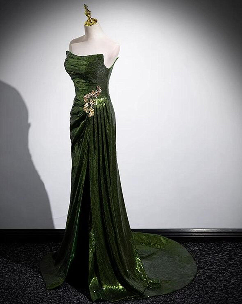 Green Sequins Long Mermaid Prom Dress