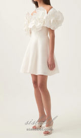 Etta flower strapless mini dress in ivory