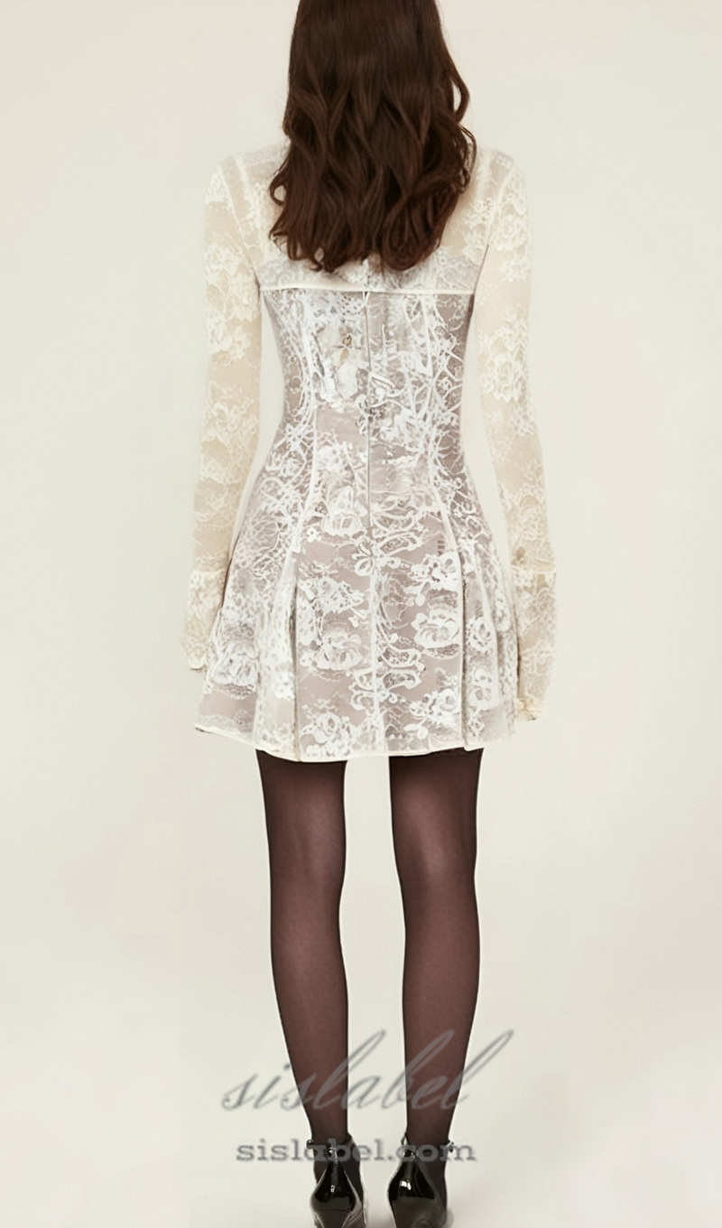 vintage cream lace mini dress