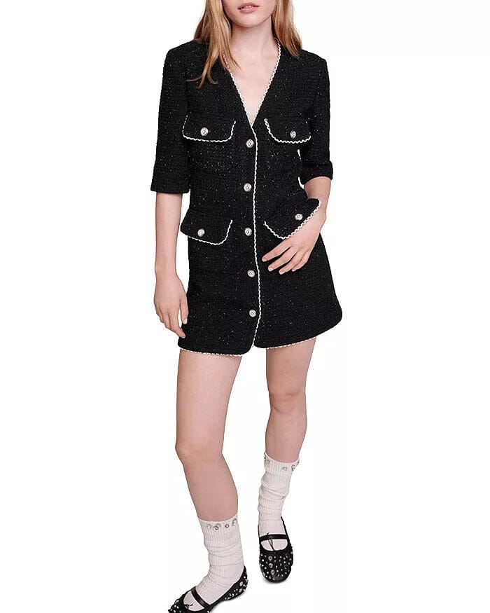 POCKET-EMBELLISHED COTTON-BLEND MINI DRESS