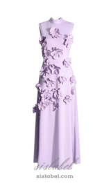 ANNONA PURPLE FLOWER EMBELLISHED MAXI DRESS