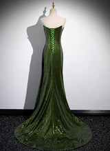 Green Sequins Long Mermaid Prom Dress