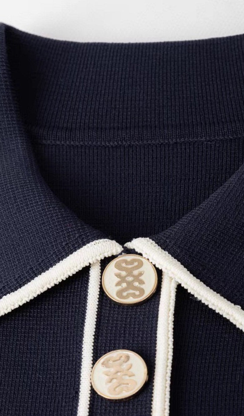 HIGH CROPPED POLO SWEATER