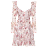 BROOK FLORAL RUCHED MINI DRESS IN PINK