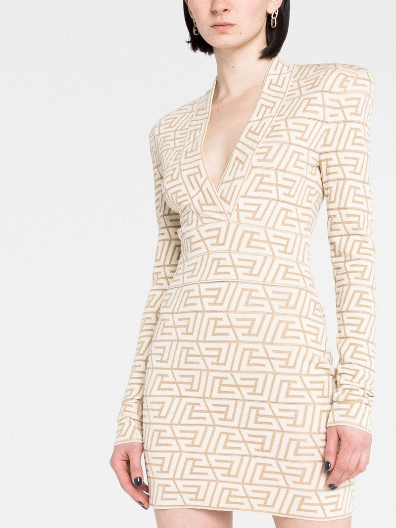 GRACE APRICOT MONOGRAM-JACQUARD MINI DRESS