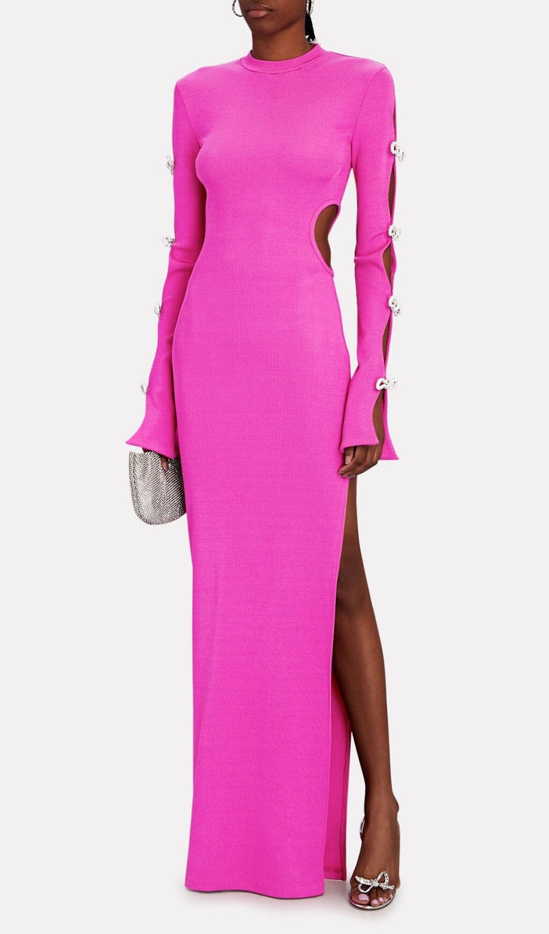 BANDAGE CUT OUT MAXI DRESS IN PINK