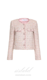 ALISA DIAMANTÉ TRIM BOUCLE TWEED JACKET IN PINK