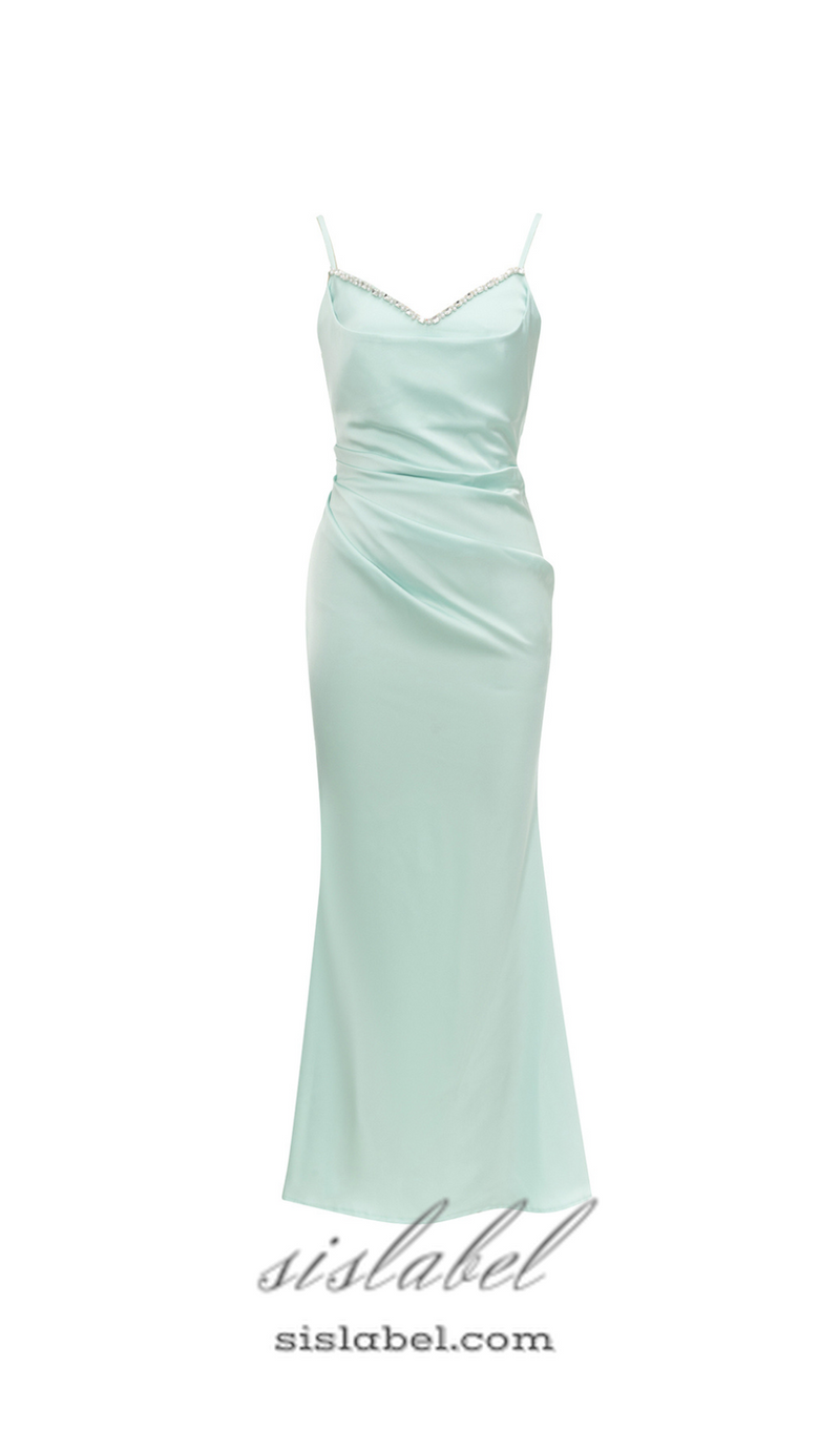 CATHY BEADED EMBELLISHED MAXI DRESS IN PALE GREEN