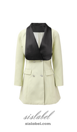 SOPHIA V-NECK DOUBLE-BREASTED JACKET SKIRT IN GREEN