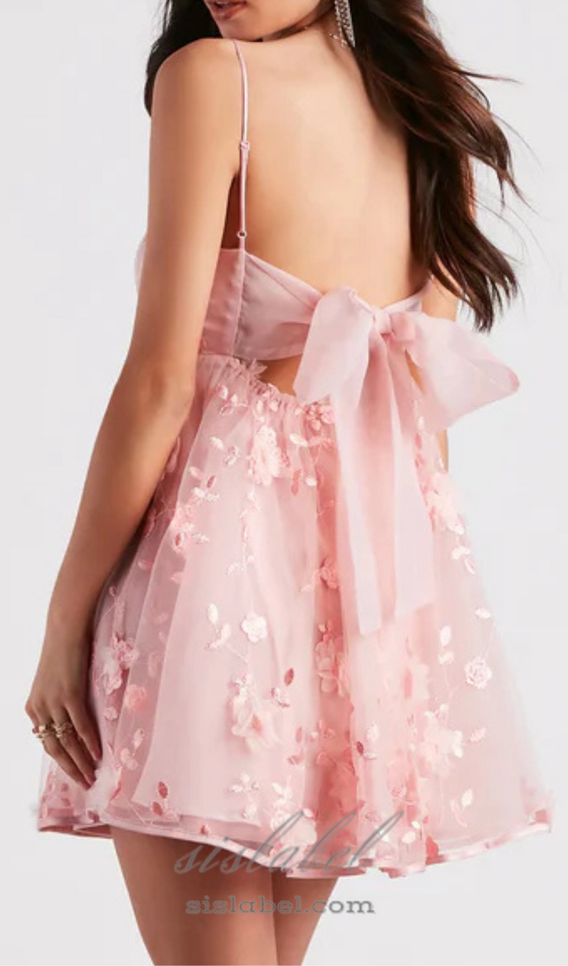 Eden Flower Babydoll mini Dress in blush