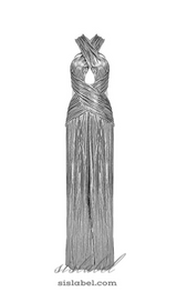 ELSA METALLIC CRISS CROSS HALTER NECK GOWN