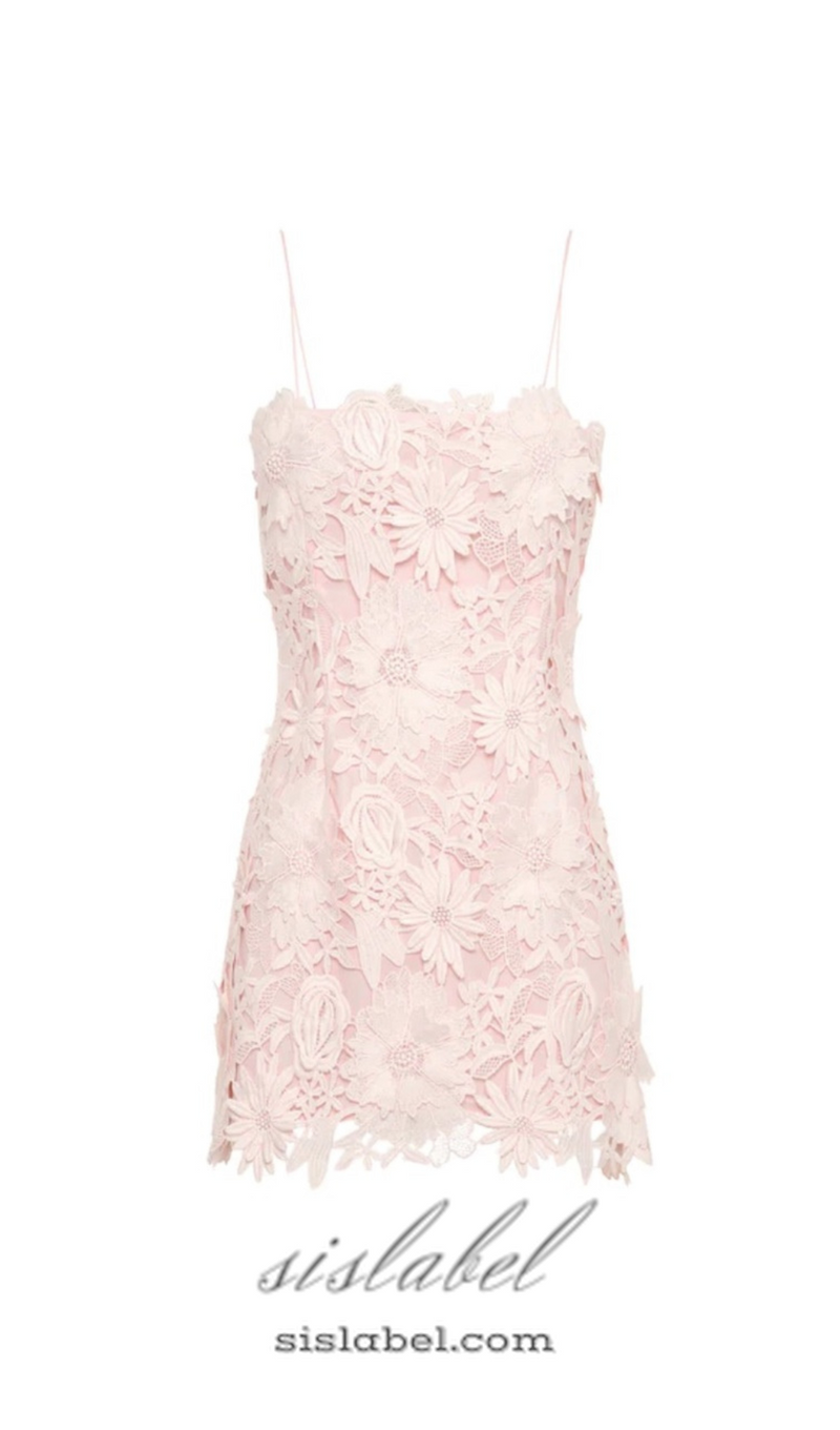 FREDA FLORAL LACE MINI DRESS IN PINK