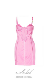 Acetate-blend satin mini dress in pink