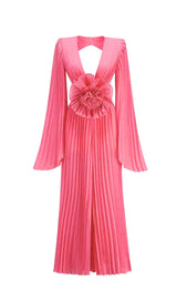 GEORGIA RUCHED FLOWER CUT OUT MAXI JUMPSUIT IN PINK