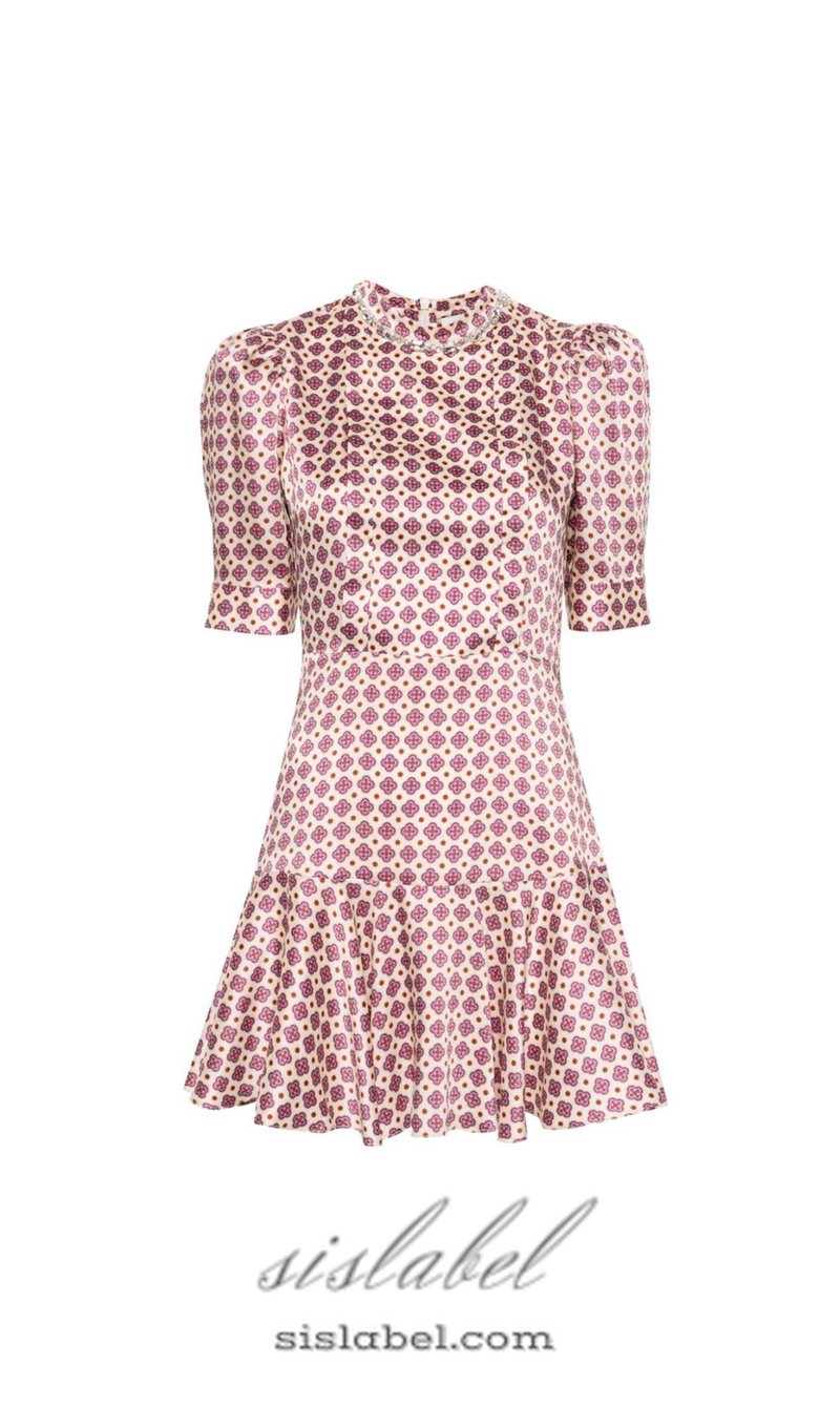 JAYANI PRINTED PUFF SLEEVE MINI DRESS IN PINK