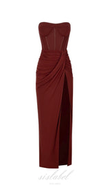 ROBE FRUCHE SANS BRETELLES MARRON 