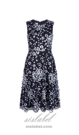 Lilith Floral midi Dress in Navy