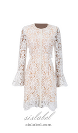 Embroidered hollow mini dress in white