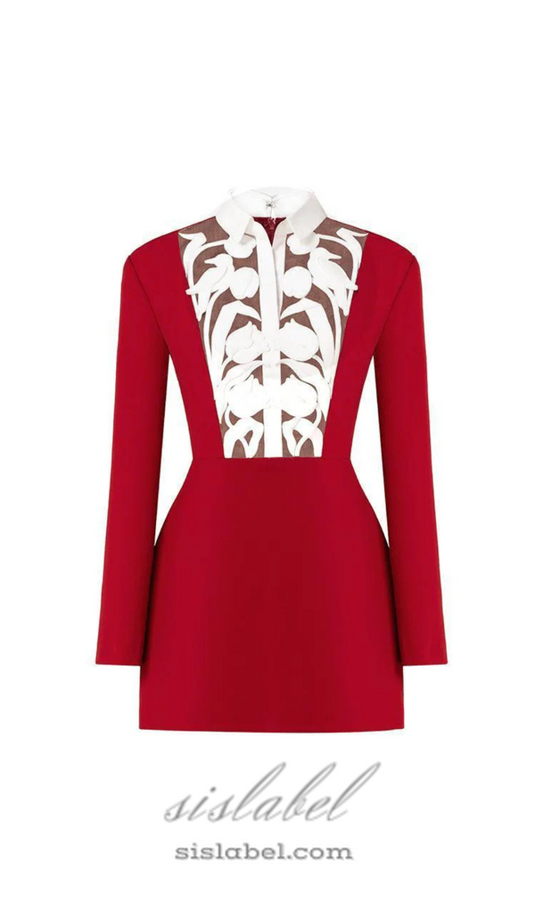 hollow a-line mini Dress in red