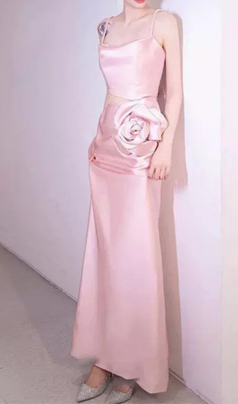 Marisol flower embellished Gown in pink