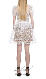 GUIPURE LACE LAYERED MINI DRESS