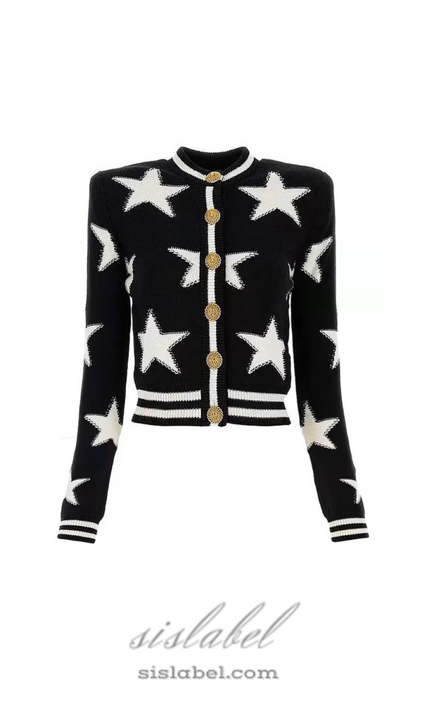 Star Jacquard black Cardigan