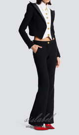 ELAINE CROPPED SIX-BUTTON CREPE JACKET