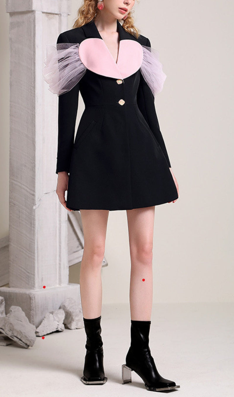 BLACK HEART DECOR JACKET DRESS