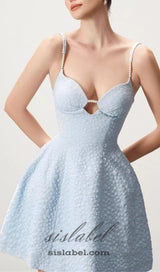 AMICE ROBE MINI PERLE BLEU