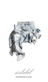 ERIN ACID WASH RUFFLE JEAN SKIRT