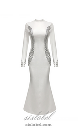 Ashley crystal embellished bodycon maxi dress in white