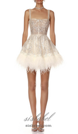 STACEY WHITE BEADED BUSTIER MINI DRESS