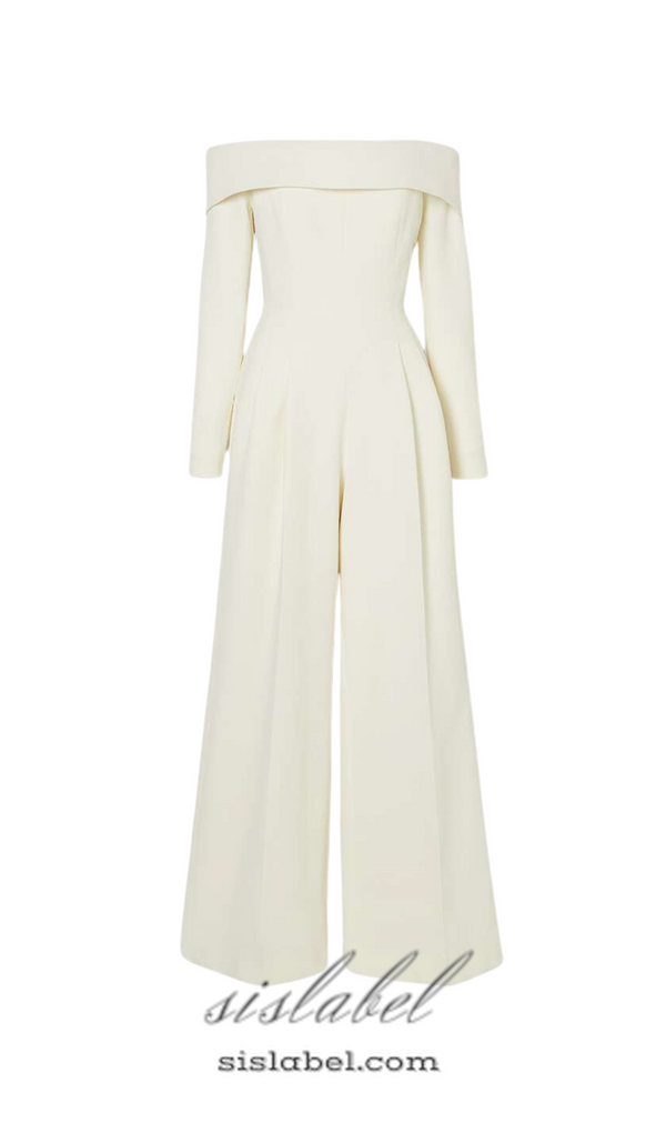 DOMINIC OFF-THE-SHOULDER CREPE JUMPSUIT IN IVORY