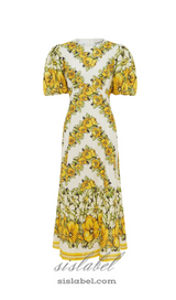 ALYSSA FLORAL PRINT MIDI DRESS IN YELLOW