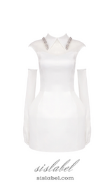 SIMONE TULLE DETAIL MINI DRESS IN WHITE