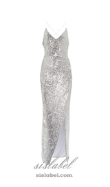 TAMMY SEQUINED MAXI DRESS IN SLIVER