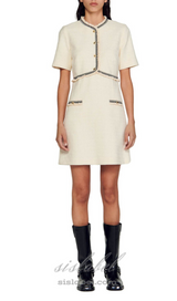 POLLY APRICOT RUFFLE TRIM COLLAR MINI DRESS