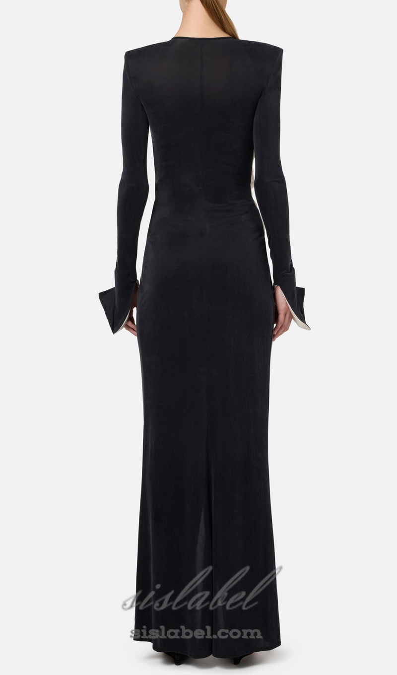 bow black carpet dress in drape jersey