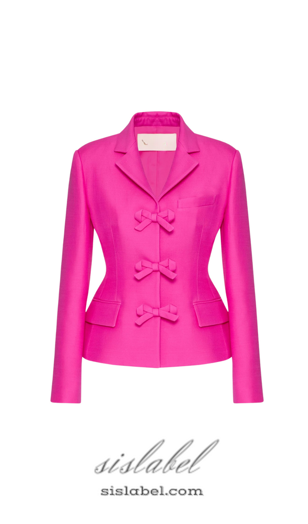 YURI BOW DETAIL CREPE COUTURE BLAZER IN PINK